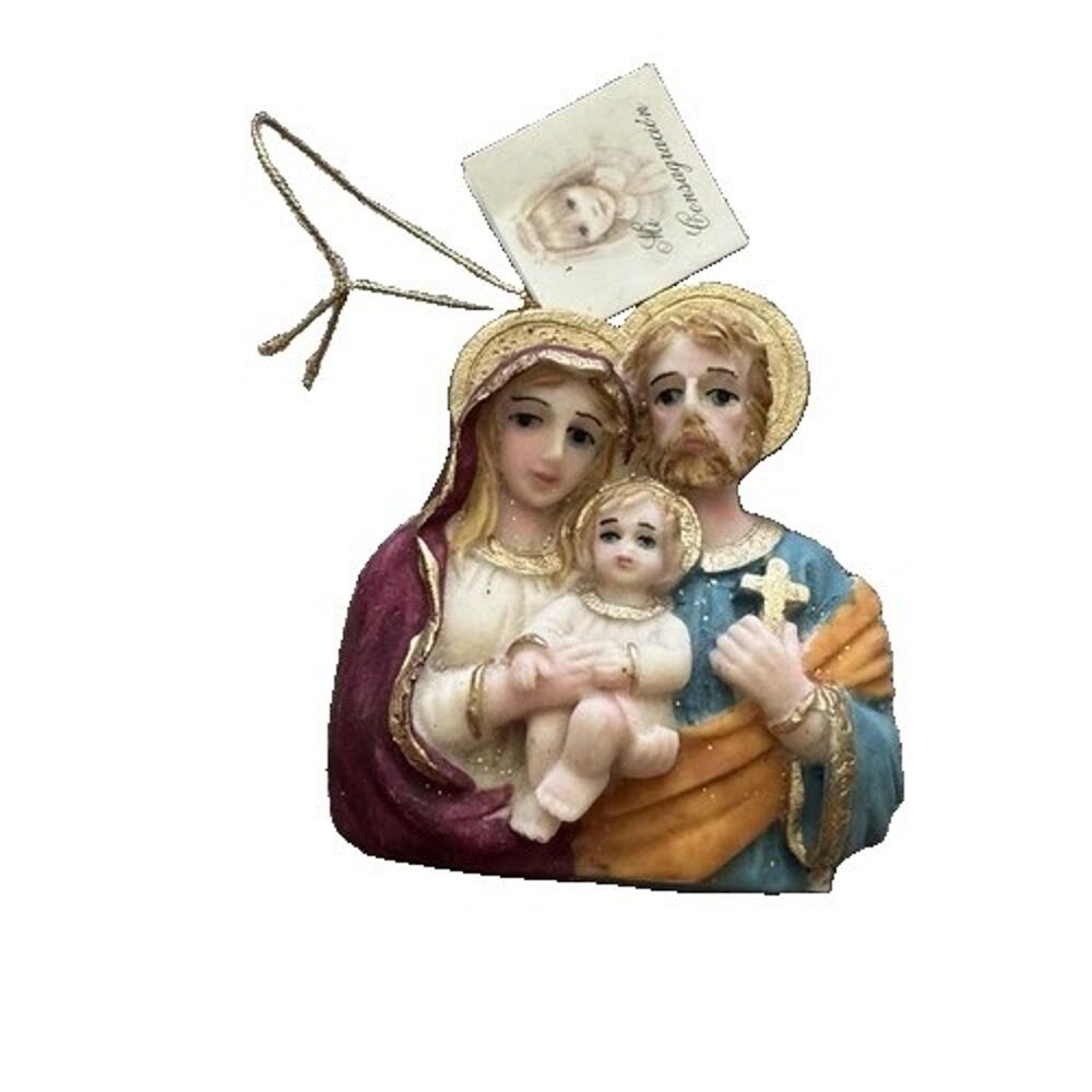 Vintage Holy Family Christmas Ornament Resin Jesus Mary Joseph